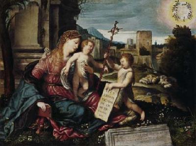 Alessandro Bonvicino Madonna with Child and the Young St John oil painting image